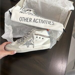 New Golden Goose White and Silver Sneakers